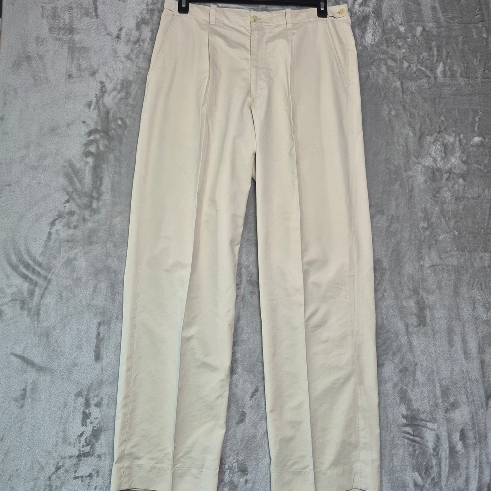 Claiborne Mens Beige Pleated Dress Pants Khaki Trousers 33x32 Business Casual